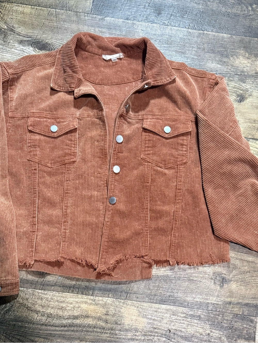 Altar'd State Rust Corduroy Button-Front Jean Jacket